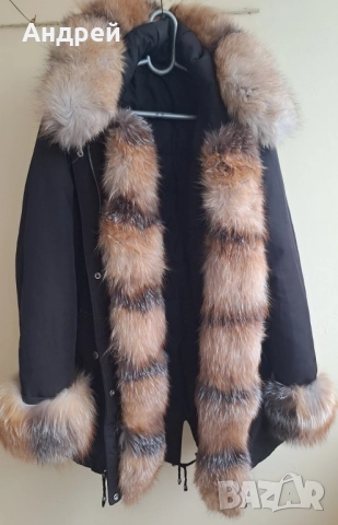 Дамско зимно яке с естествен косъм