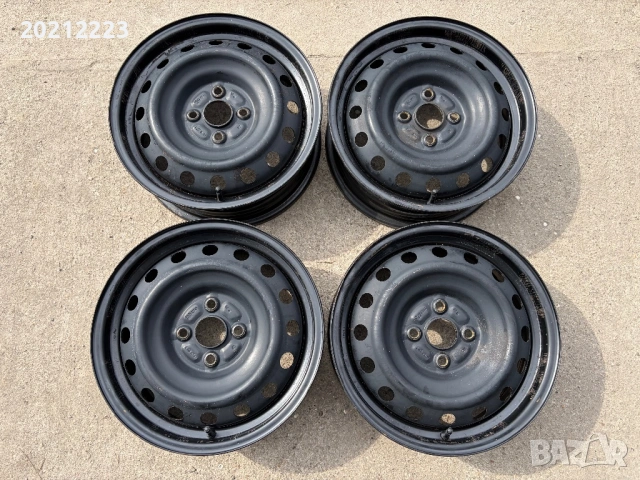 4 броя железни джанти+тасове за Toyota Yaris-Hybrid 15, снимка 5 - Гуми и джанти - 54108862