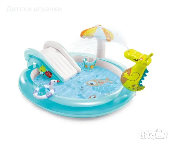 Надуваем център Gator Play Intex, 201х170x84см, водна пързалка, PVC, зелен, снимка 2 - Надуваеми играчки - 49925881