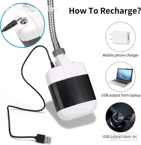 Преносим портативен душ с USB зареждане за къмпинг пътувания и градина, снимка 4 - Аксесоари и консумативи - 50156076