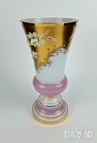 Ръчно рисувана бохемска ваза, снимка 3 - Вази - 53235743