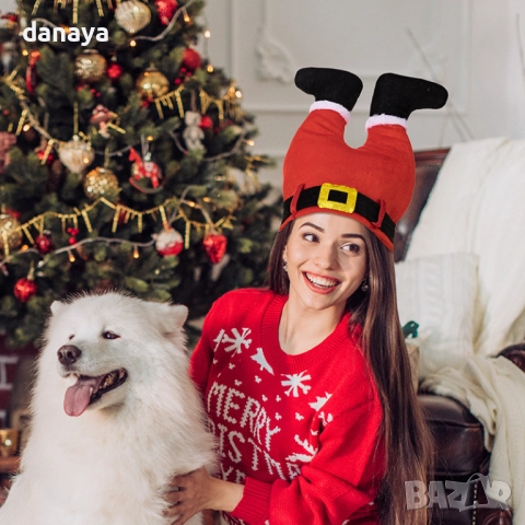 6165 Забавна коледна шапка Краката на Дядо Коледа, снимка 4 - Други стоки за дома - 51873293