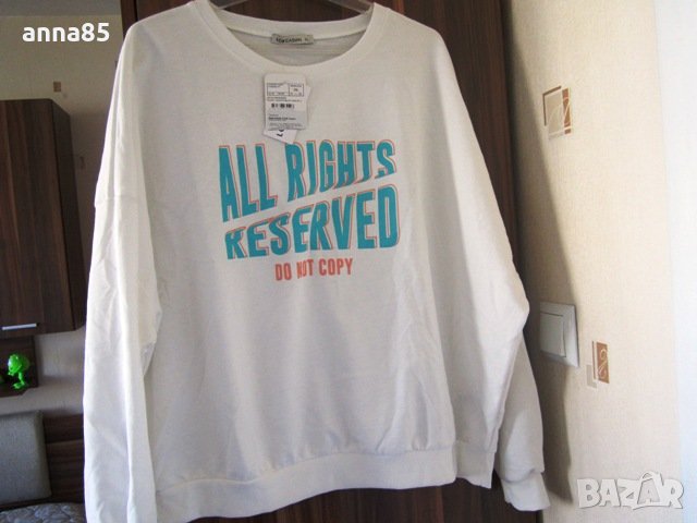 Бяла спортна къса и широка блузка 2ХЛ, снимка 3 - Блузи с дълъг ръкав и пуловери - 30630556