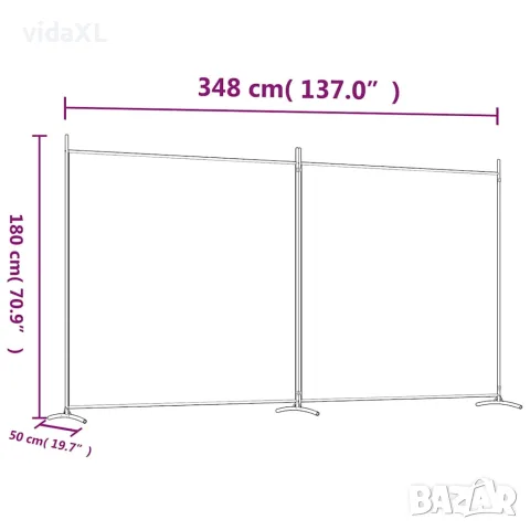 vidaXL Параван за стая, 2 панела, антрацит, 348x180 cм, текстил, снимка 8 - Паравани - 56147207