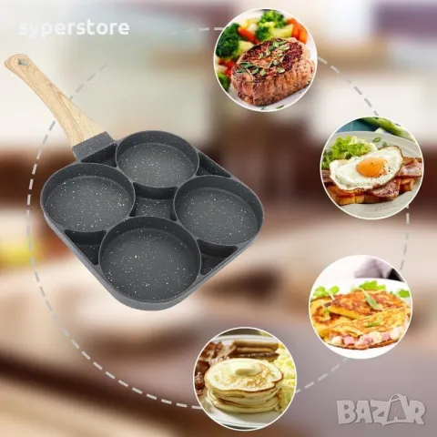 Тиган с 4 отделения Digital One SP01017, с незалепващо покритие, във формата на кръгове, за яйца , п, снимка 6 - Форми - 49403601