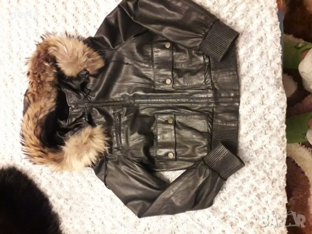 Кожено дамско яке от естествена кожа и естествен косъм, снимка 3 - Якета - 31235534