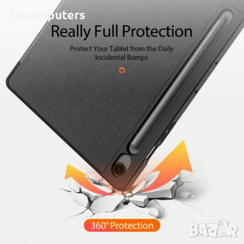 Samsung Galaxy Tab S10 FE+ DUX DUCIS Domo Кожен Калъф с Тройно Сгъване и Скрийн Протектор – Черен, Т, снимка 11 - Калъфи, кейсове - 50845541