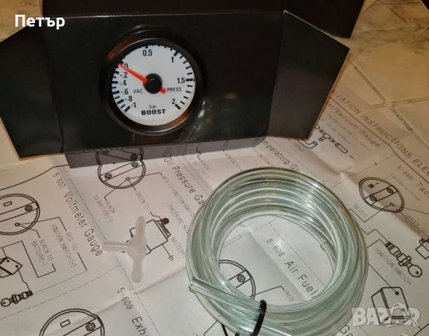 Механичен бустметър 2 бара 52мм, Уникална подсветка, ТОП ЦЕНА, буустметър, Boostmeter, снимка 3 - Аксесоари и консумативи - 40223197