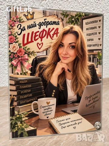 Стъклена карикатура/снимка с пожелание по ваша идея - супер подарък