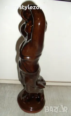 № 7846 стара керамична фигура   - размер - височина 30 см , диаметър 9,5 см , снимка 3 - Други ценни предмети - 48802038