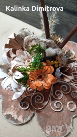 Декорация-кошничка с цветя., снимка 7 - Декорация за дома - 53055645