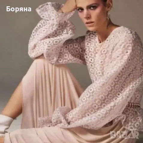 Zara прозрачна лилава блузка, снимка 2 - Блузи с дълъг ръкав и пуловери - 55926383