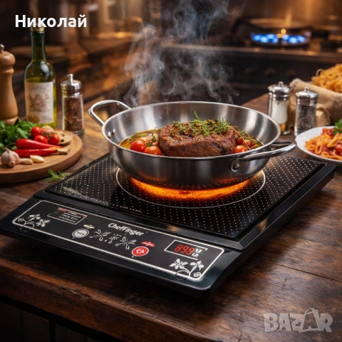 Индукционен котлон Cheffinger - 2000W, с дигитален дисплей, таймер и защита от прегряване, снимка 2 - Котлони - 53115736