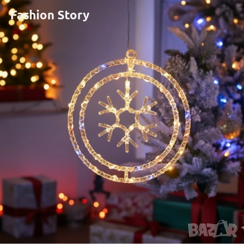 Въртяща се LED Коледна Декорация – Магически светлинен ринг за празничен уют, снимка 9 - Декорация за дома - 52553238