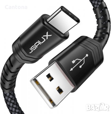  JSAUX USB - USB Type C кабел бързо  за зареждане и данни, найлонова оплетка, снимка 1 - USB кабели - 33734697