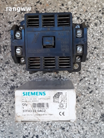 Контактори с бобина 24 волта-SIEMENS AC3-400V,30А и К4-II;63А;600 V, снимка 5 - Резервни части за машини - 49856885