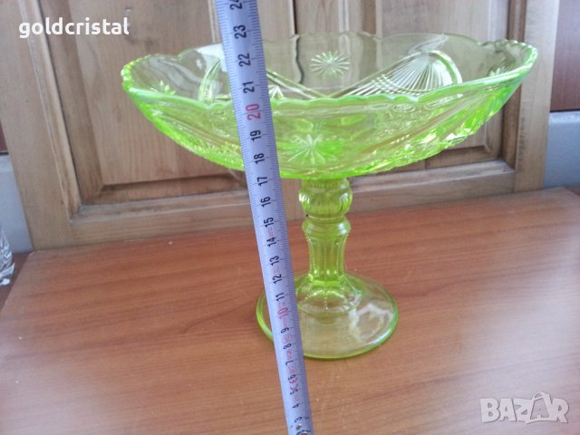 Кристална купа фруктиера ураново стъкло, снимка 7 - Антикварни и старинни предмети - 38504665