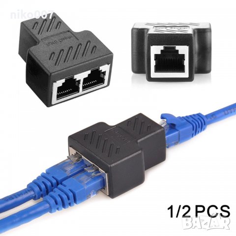 RJ45 LAN Ethernet мрежов женски сплитер конектор адаптер за докинг станции за лаптоп , снимка 2 - Мрежови адаптери - 34551982