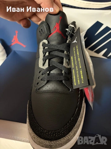  Продавам Air Jordan 3 Retro x Levi's Black Denim – Номер 44 (Чисто нови, снимка 5 - Маратонки - 55879652