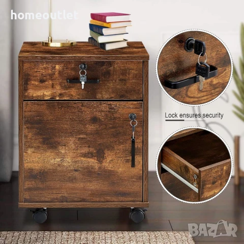 ПРОМОЦИЯ Шкаф със заключващ  механизъм в индустриален стил CLIPOP WFBS-ST-0164BR, снимка 2 - Шкафове - 51047799