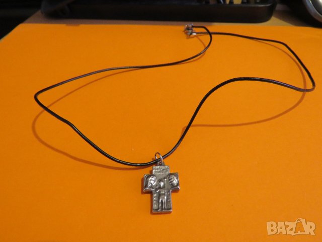 Сребърно кръстче - Мария Исус и Йосиф и надписи молете се за Нас Исус Христос религия сребро, снимка 2 - Колиета, медальони, синджири - 37536789