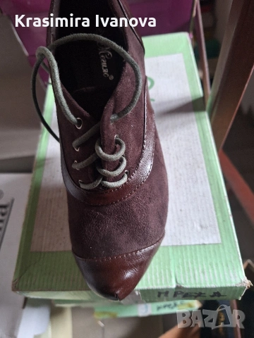 нови обувки Мегияс велур и кожа с вградена платформа 