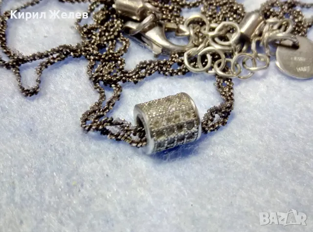 ИЗЯЩНО НЕЖНО СРЕБЪРНО КОЛИЕ СРЕБРО 925 ITALY с РОДИЕВО ПОКРИТИЕ и ИСКРЯЩИ ЦИРКОНЧЕТА 48619, снимка 9 - Колиета, медальони, синджири - 50136408