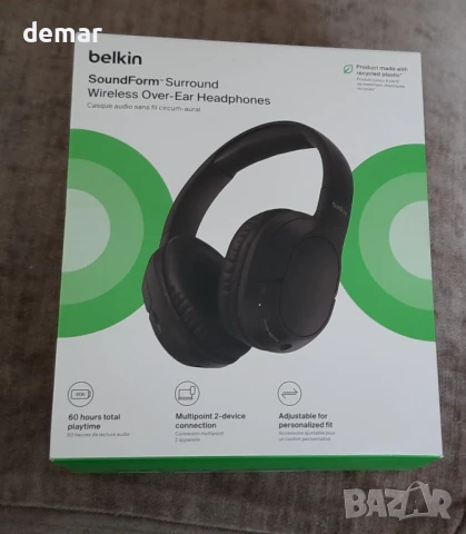 Belkin SoundForm Surround Bluetooth слушалки върху ушите, шумопотискане, 60 часа, черни, снимка 10 - Bluetooth слушалки - 50582444