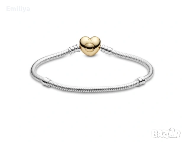 PANDORA сръбрна гривна със злато, снимка 2 - Гривни - 53928361