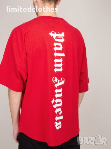 PALM ANGELS Red Logo Print Oversized Мъжка Тениска size S (M)
