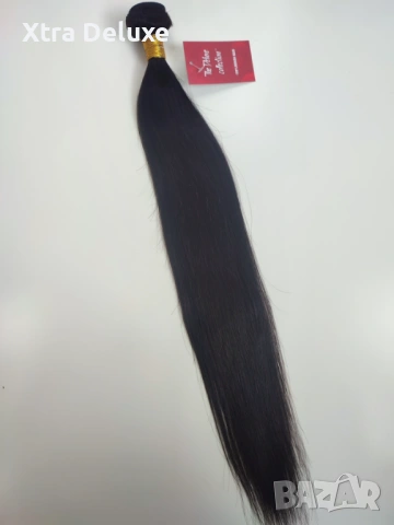 100% естествена права коса за удължаване - тъмно кафяв - 100г, снимка 4 - Аксесоари за коса - 40027537