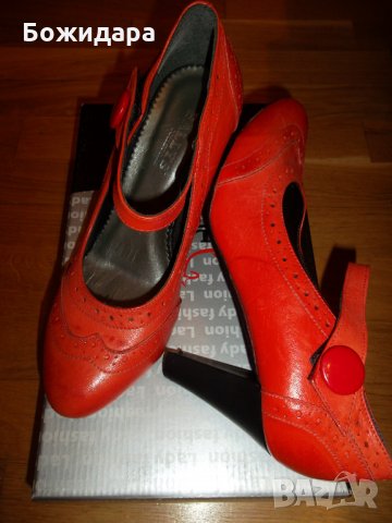 Бъдете неповторима с елегантни  обувки, изработени от естествена кожа в актуален червен цвят, снимка 2 - Дамски обувки на ток - 30372871