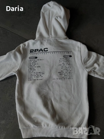 Бял суичър 2PAC x Bershka – Until The End Of Time, снимка 3 - Суичъри - 54348187