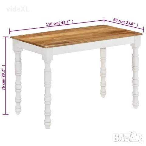 vidaXL Трапезна маса, 110x60x76 cм, мангово дърво масив, снимка 7 - Маси - 56147119