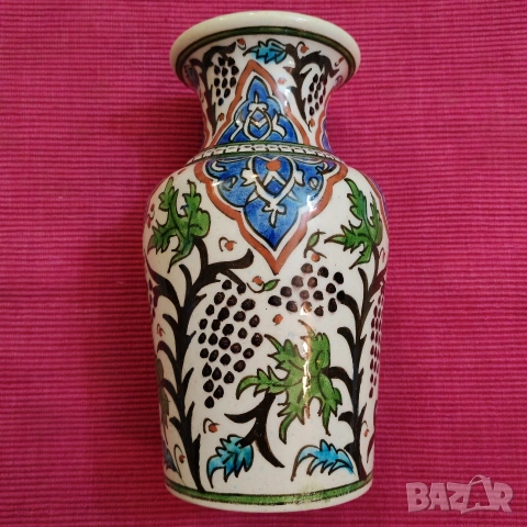 Антична османска,турска ваза "Кютахя" края на 19-ти век. , снимка 3 - Вази - 53178656
