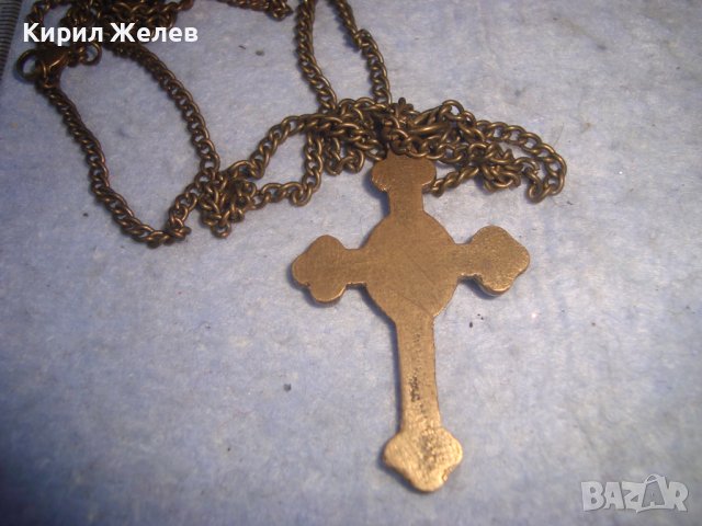 КРАСИВО МЕСИНГОВО ВИНТИДЖ КРЪСТЧЕ - КОЛИЕ със СИНДЖИРЧЕ 14910, снимка 2 - Колиета, медальони, синджири - 36975031