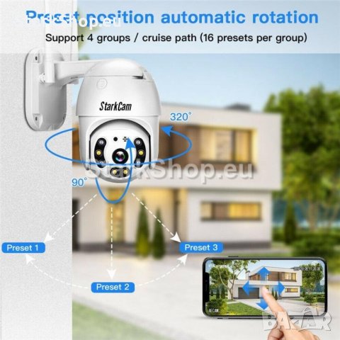 Въртяща безжична WiFi FullHD външна камера – 8LED 120.00лв. 89.99лв., снимка 3 - Камери - 30514812