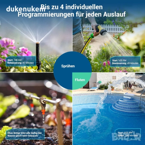 Програматор за напояване, таймер, 4 изхода, 16 индивидуални програми, снимка 5 - Напояване - 52711169