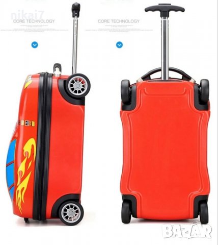 детски куфар BMW джип Син/Червен цвят 4 колела телескопична дръжка, снимка 8 - Куфари - 37639828
