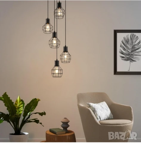 ПРОМО ! FORCOSO Дизайнерска висяща лампа с 5 осветителни тела !, снимка 11 - Лампи за таван - 51247980