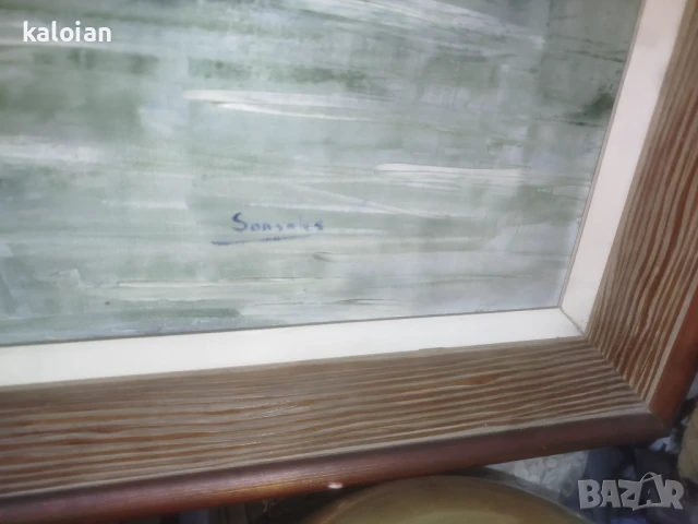 Голяма маслена творба на платно. Подписана испанска картина с дървена рамка с размери от снимките. Ц, снимка 8 - Картини - 51285700