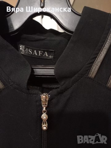 Черна официална рокля Размер М с кожена декорация на платката от „Колекция „Лукс“ на фирма SAFA. , снимка 2 - Рокли - 40523163