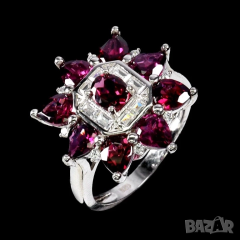 925 себърени пръстени с рубин, перидот, кианит, родолит гранат, танзанит, турмалин, снимка 14 - Пръстени - 51757015