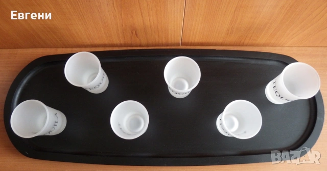 Чашки за шотове, 6 броя в комплект с поднос от бамбук, снимка 6 - Чаши - 53232101