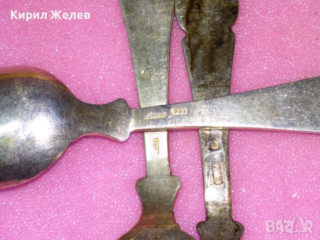 19 Век ОСМАНСКА ИМПЕРИЯ 3 ГОЛЕМИ СРЕБЪРНИ ЛЪЖИЦИ СРЕБРО 800 ПРОБА с ТУГРА и ПЕЧАТИ на МАЙСТОРА 43165, снимка 10 - Антикварни и старинни предмети - 44376734