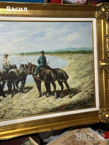 Огромна Картина масло, снимка 8 - Антикварни и старинни предмети - 54230236