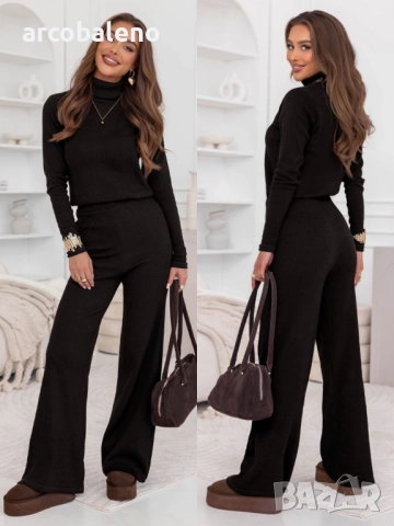 Дамски комплект от две части от блуза с поло яка и широки панталони Kimbree, 4цвята , снимка 9 - Комплекти - 52250902