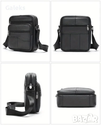 Удобна, Практична и Компактна Лятна чантичка /Черна естествена кожа!, снимка 5 - Чанти - 50651703