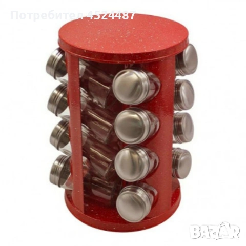 Комплект за подправки Voltz OV51217A16 4 стр.,16 бурк. ,Червен, инокс /неръж.стомана