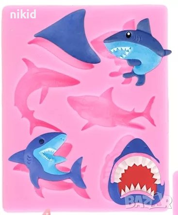 Акула акули shark риба силиконов молд форма фондан шоколад декор